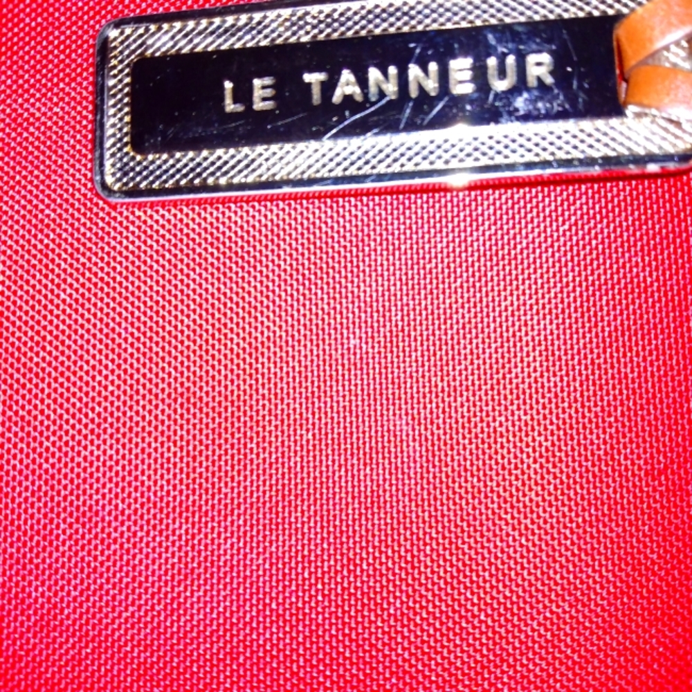 LE TANNEUR red tote bag with brown leather straps